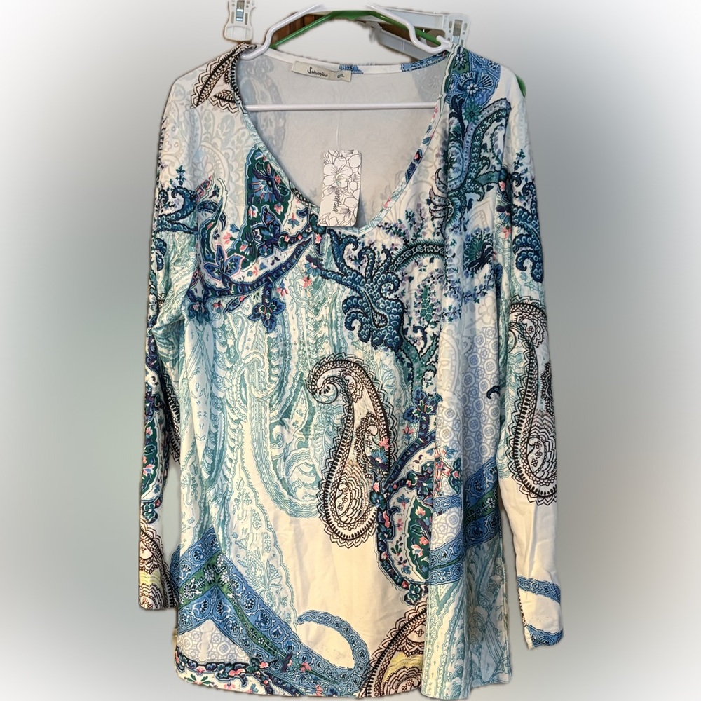 Elegant Blue Paisley Blouse